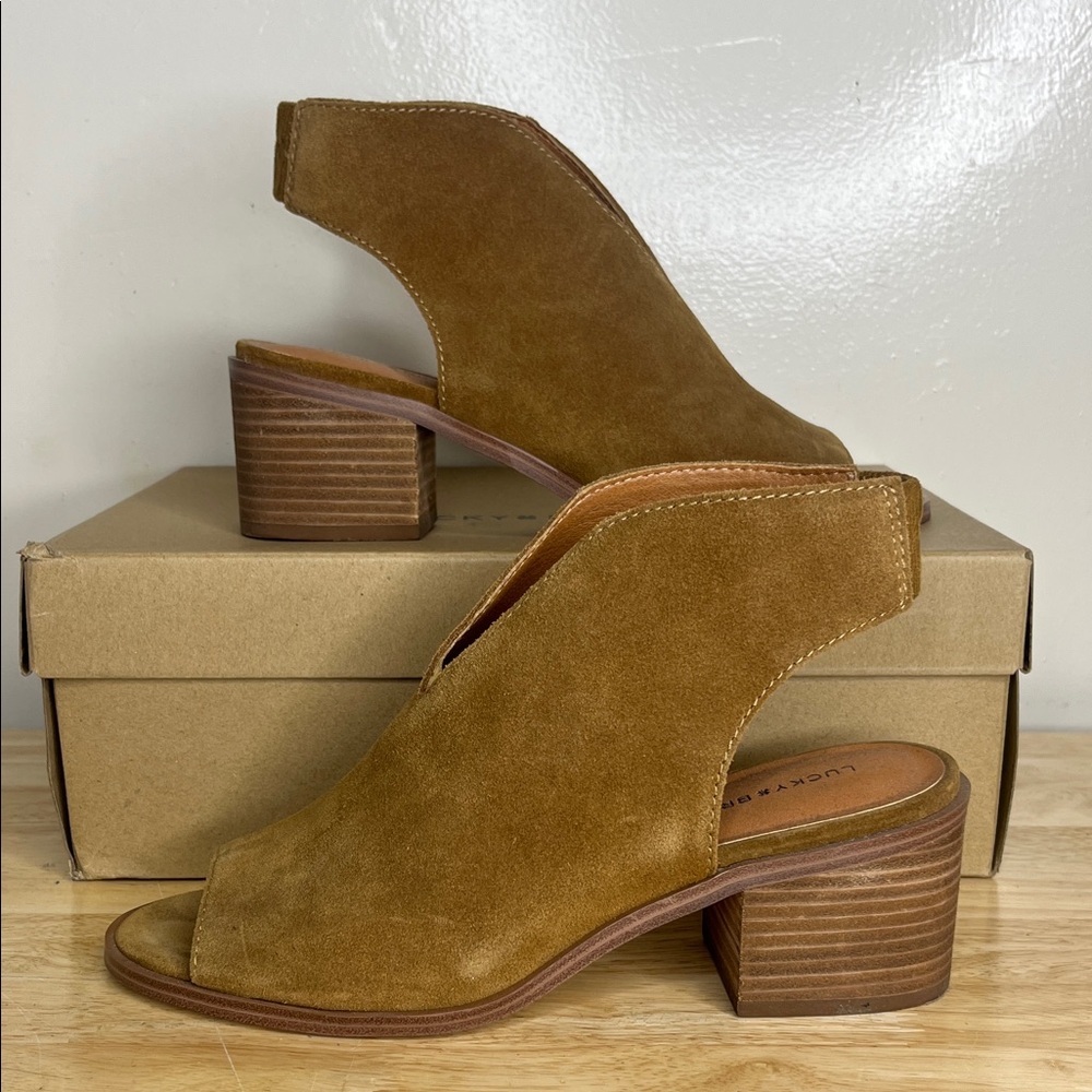 Lucky Brand Women's Brown Suede Mules Topanga tan oiled suede LK-Terif